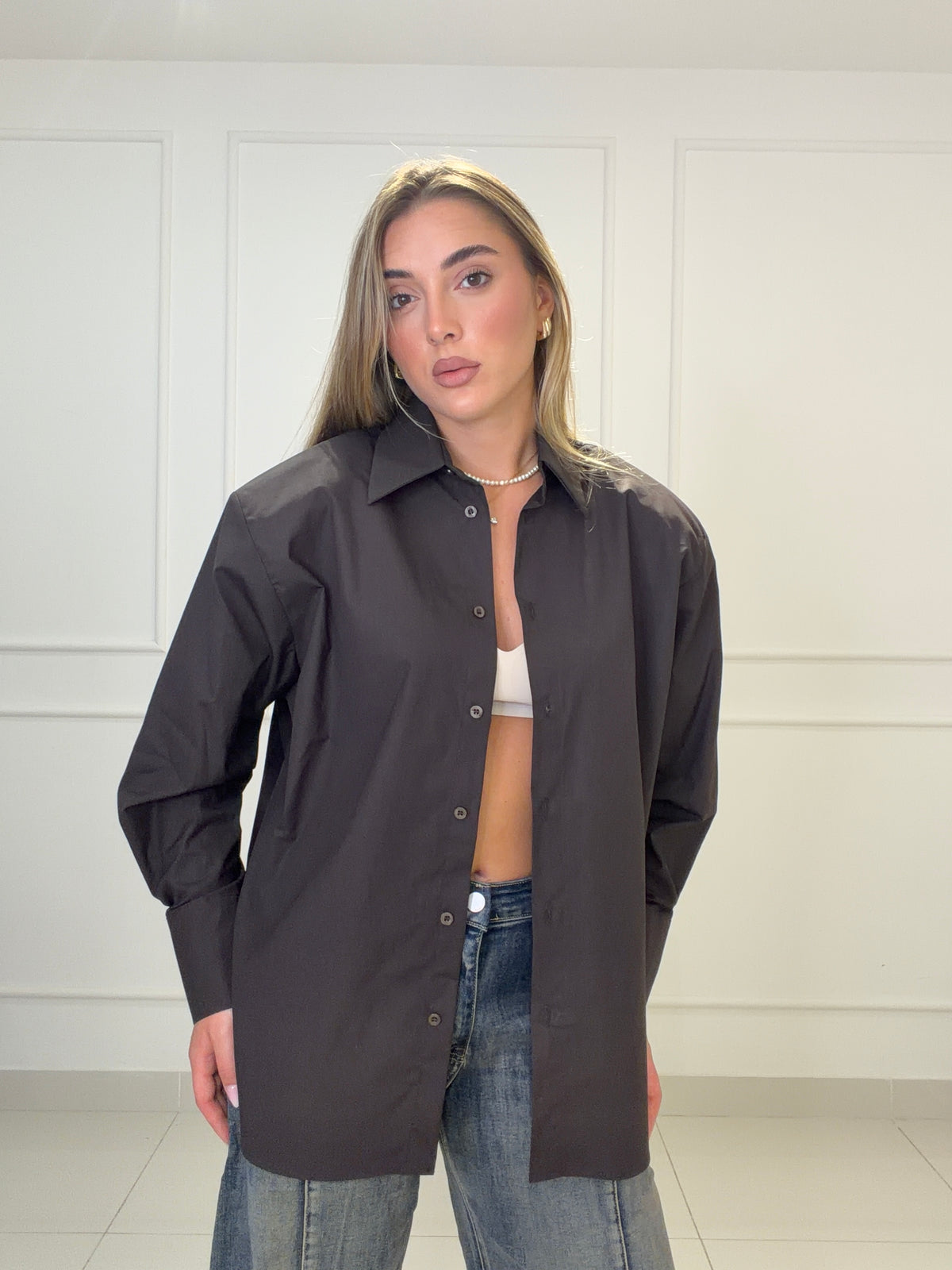 Camicia in cotone con spalline