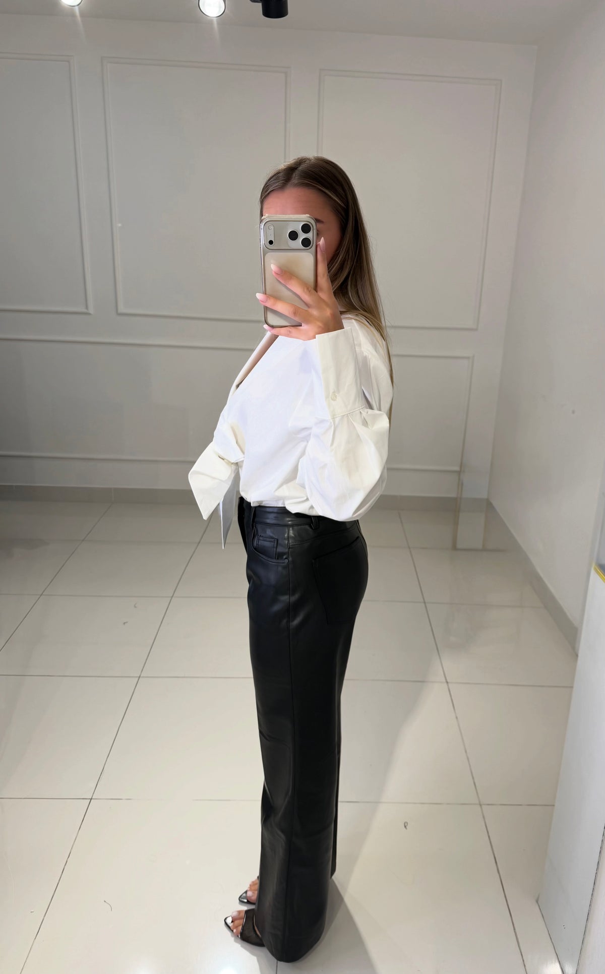 Wide leg in ecopelle