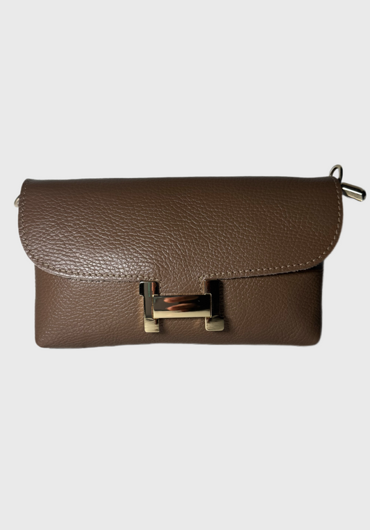 borsetta in vera pelle logo H