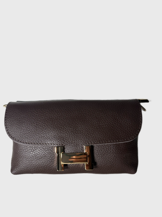 borsetta in vera pelle logo H