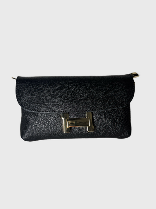 borsetta in vera pelle logo H