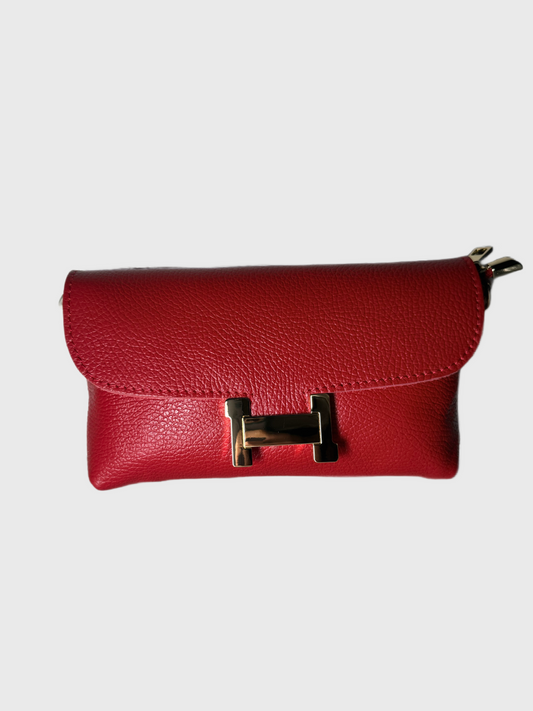 borsetta in vera pelle logo H